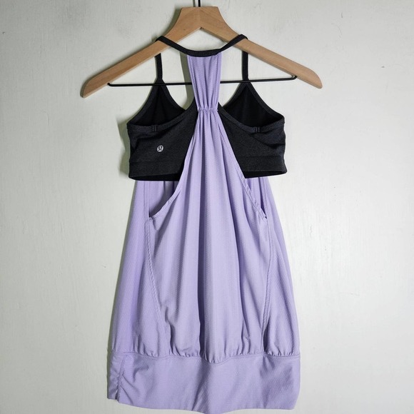Lululemon No Limit Tank Top 4 Classic Sport Grey Lolo Purple Layered‎ - Picture 4 of 8